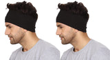 Gajraj Wide, Moisture Wicking And NonSlip Exercise Workout Cotton Headband For Men And Women (Pack Of 2) (BlackBlack)