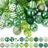 Teyva Daily 100 Pcs 20 mm Green Rhinestone Bubblegum Beads Bulk Crystal Green Acrylic Chunky Round Bead for Holiday DIY Craft Ke