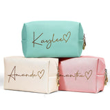 DayOfShe Personalized Bridesmaid Gifts Custom Name Makeup Bag Cosmetic Bag for Birthday Gifts, Personalized Engagement Wedding G