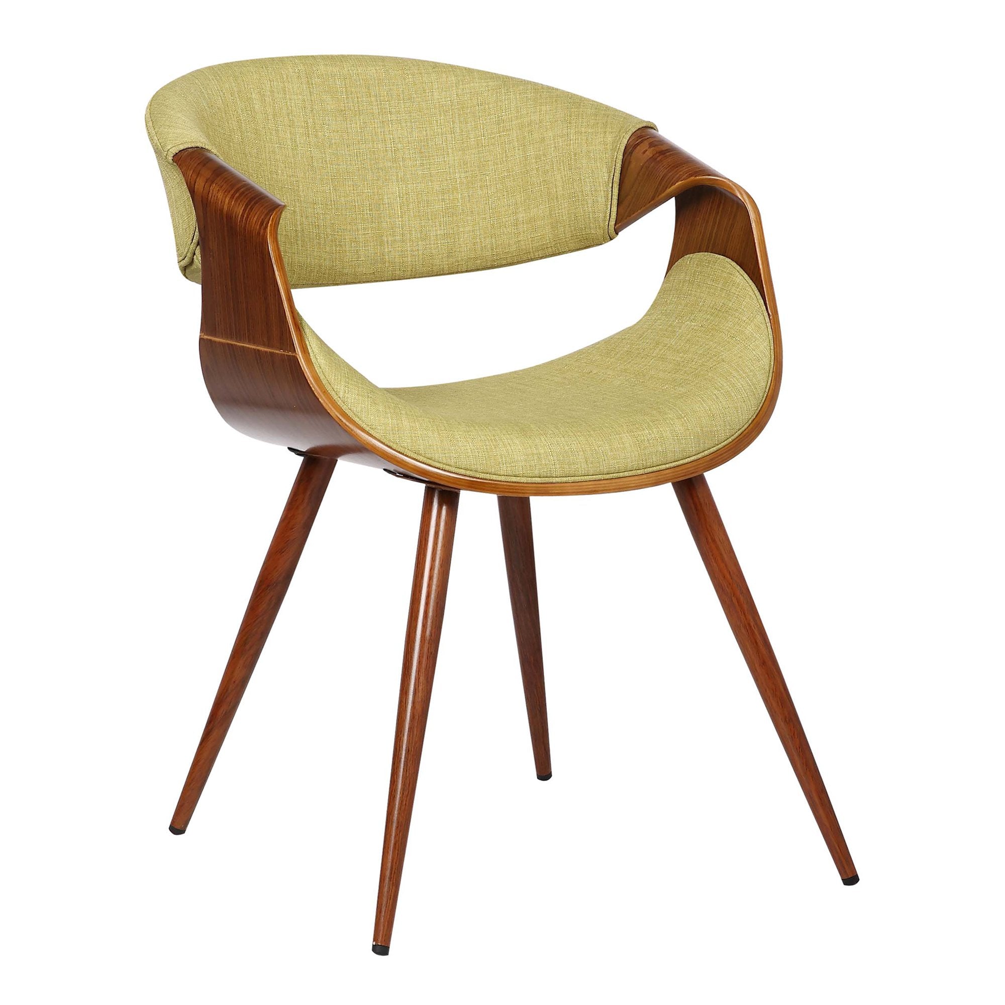 Armen Living Butterfly Dining Chair In Green Fabric And Walnut Wood Finish
