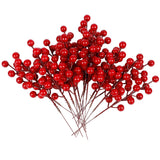 winemana 24 Pack 8 Inch Christmas Faux Picks Winter Berry Sprigs, Artificial Red Berries Stems Ornaments for Christmas Tree DIY 