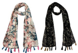 Ms Fashion WomenS Printed Chiffon Trendy Stoles, Free Size (Multicolour, S210) Pack Of 2