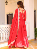 Wedani Georgette Sequins Work Anarkali Kurta Set For Women Red,Red,M,Georgette,Anarkali,