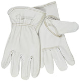 MCR Safety 3200L Grain Cow Full Leather Driver Premium Grade Gloves with Keystone Thumb and SelfHemmed, Cream, Large, 1Pair