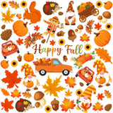 Motipuns 2 Sheet 64 Pcs Thanksgiving Gel Window Clings Fall Thick Gel Cling Removable Reusable Autumn Harvest Window Sticker Pum
