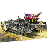 PQDGlobal 3D Army Tank Popup Card - Handmade Military Paper Art for Birthday, Anniversary, Christmas, Father? Day, Veterans Day 