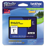 Brother Genuine PTouch TZE651 Tape, 1 (24 mm) Standard Laminated PTouch Tape, Black on Yellow, for Indoor or Outdoor Use, Wa