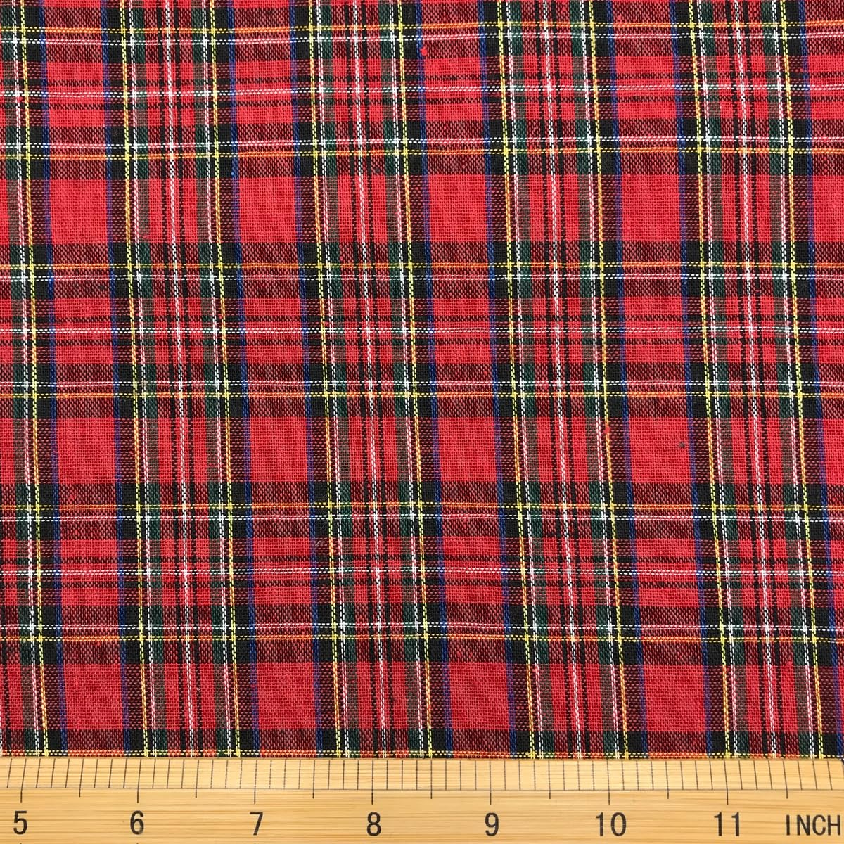 Red Christmas Plaid Fabric 4oz for Festive Craft Homespun Patchwork Quilting Holiday Decor Cotton Plain Width 57 Inch (1 Yard pr