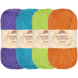 JubileeYarn Bamboo Cotton Sport Yarn - 50g/Skein - Shades of Tropical Colors - 4 Skeins