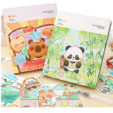 SAMVARDHAN Panda & Capybara Theme Watercolor Colouring Book for Kids 12 Colours Solid with Brush & DIY Coloring Sheets Art &