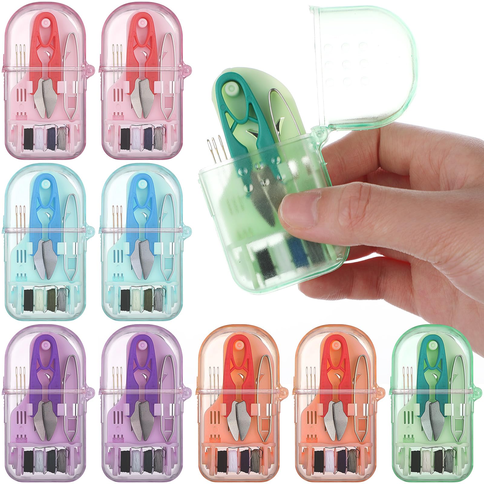 Solsew 40 Pieces Mini Travel Sewing Kit Bulk Portable Small Emergency Sewing Kit Box for Traveler Hotel Charity Homeless Christm