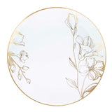 [10'' Plates 40 Count] White Plastic Floral Design Party Dinner Plates With Gold Rim Premium heavyweight Elegant Disposable Tabl