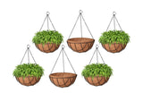 Go Hooked 8 Coir Hanging Basket/Coco Gardening Liner With Hanging Pots And Metal Hanging Chain/Hanging Planters Set Of 6 (Brow