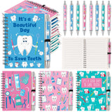 Resurhang 12 Sets Dental Assistant Gifts Bulk Dental Assistant Book and Tooth Pens Set Spiral Journal Notebook Dentist Gifts for
