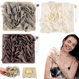 Swiffen 3 Pcs Washcloth Loofah Combo, 2 in 1 Bath Loofah Sponge with Drawstring, Exfoliation Mesh Shower Puff Ball for Body Wash