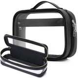 Pinkmik Travel Makeup Bag Set Portable Clear Cosmetic & Toiletry Case Women's Purse Organizer and Car Essentials with Zipper (Bl