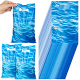 Sweetude 50 Pcs Ocean Waves Party Gifts Bags with Handles Plastic Under the Sea Reusable Treat Bags Gift Pouches Blue Pool Party