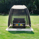 Alvantor Pop Up House Tent, Outdoor Canopy Tent with UV Resistant, Easy Up Foldable Screen House for Camping Garden, Beige, 6 x6