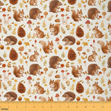 Feelyou Squirrel Fabric by The Yard Kids 1 Yard Kids Autumn Fall Hedgehog Upholstery Fabric for Chairs for Teens Boys Girls Love
