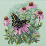 Dimensions Butterfly and Daisies Counted Cross Stitch Kit, 14 Count Light Green Aida, 11 x 11