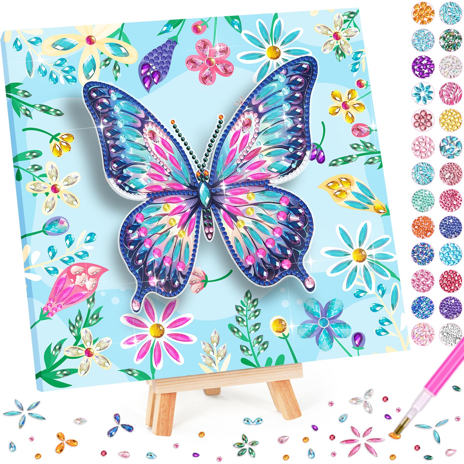 Crafts for Girls 8-12 - Make Your Own Butterfly Diamond Art Kits for Kids - Arts and Crafts for Kids - Diamond Art Paintings wit