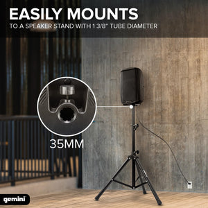 Gemini 500W Powered PA Speaker 8- Lightweight Active Floor Monitor with EQ, Mic/Line Inputs, Portable Cabinet for Practice,