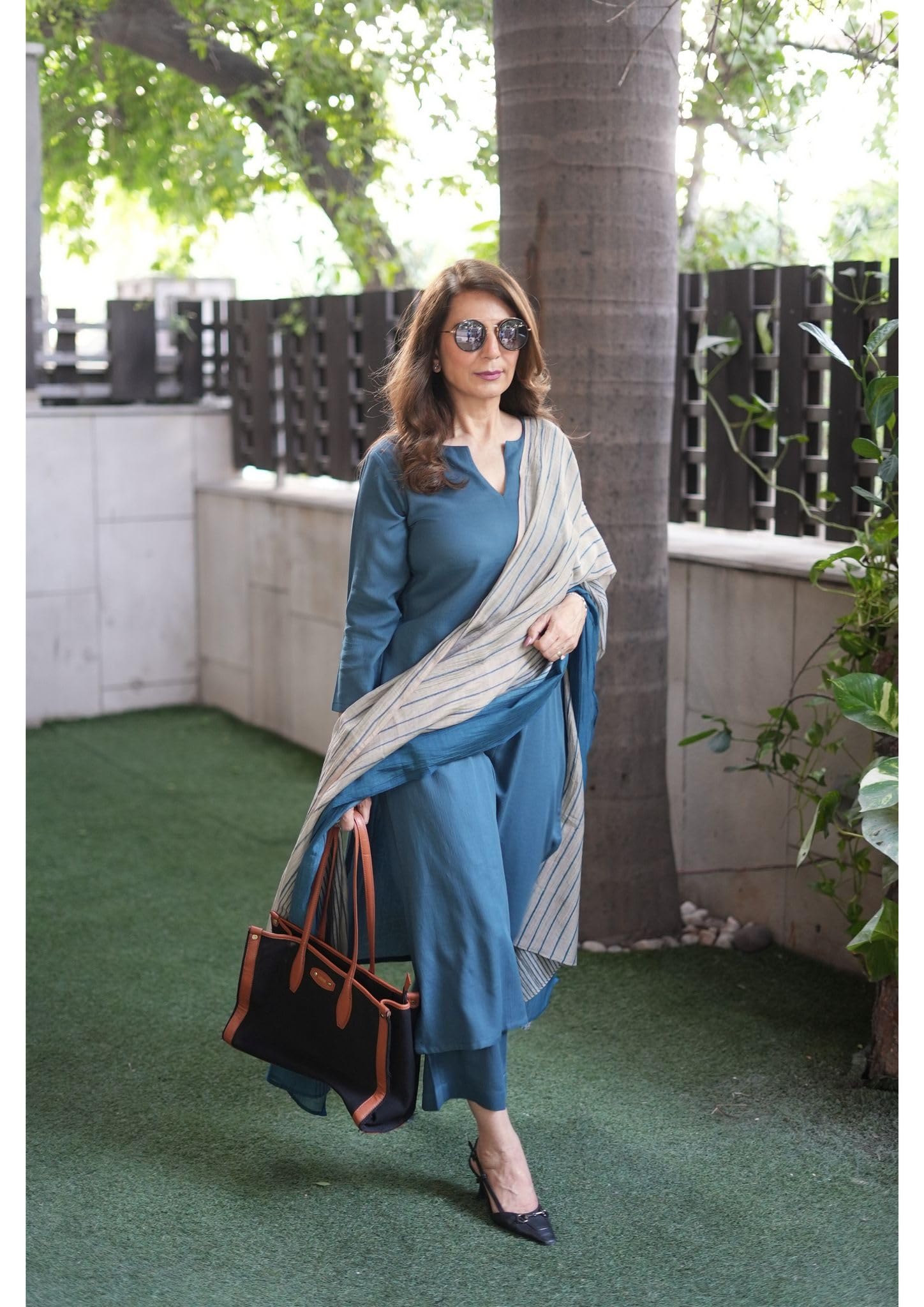 Anni Designer Women'S Rayon Blend Straight Solid Kurta With Pant & Dupatta (Rozana Cerosin_S_Dark Blue_Small),Dark Blue,S,Rayon Blend,Regular,