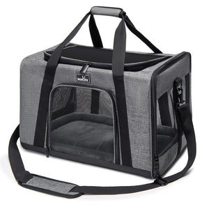 Wakytu Pet Carrier for Medium Large Cats and Dogs, Dog Carrier Travel Bag with Adequate Ventilation, 5 Mesh Windows, 3 Entrance,