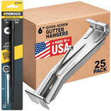 Quick Screw 6 Inch Gutter Hangers 25 Pack Gutter Brackets 6 Inch with Bonus 6 Inch Drill Bit Hidden Bracket Clips with Pre