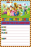 Happy Choices 30x Super Mario Birthday Invitations – Fill-in Happy Birthday Party Invitations for Kids, 6X4 Inches, Postcard Style