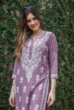 Gosriki Women'S Chikankari Embroidered Kurti Combo Pack Of 2 (Victoria Purple & Kari Black-Gs_M_Multi_Medium),Multicolour,,B0D17XNFW5