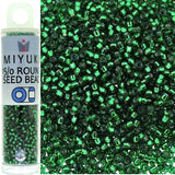 Miyuki Round Seed Bead Size 15/0 8.2g Silver Lined Emerald Green