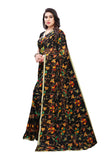 Gosriki Women'S Chiffon Printed Saree With Blouse Piece (Black),Black,,B07L4V115R