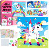 Gem Art Sticker Kit, Arts and Crafts for Kids Age 4-12, 8 Unicorn Princess Themes Diamond Art Kit, Gemstone Sticker Crafts Chris