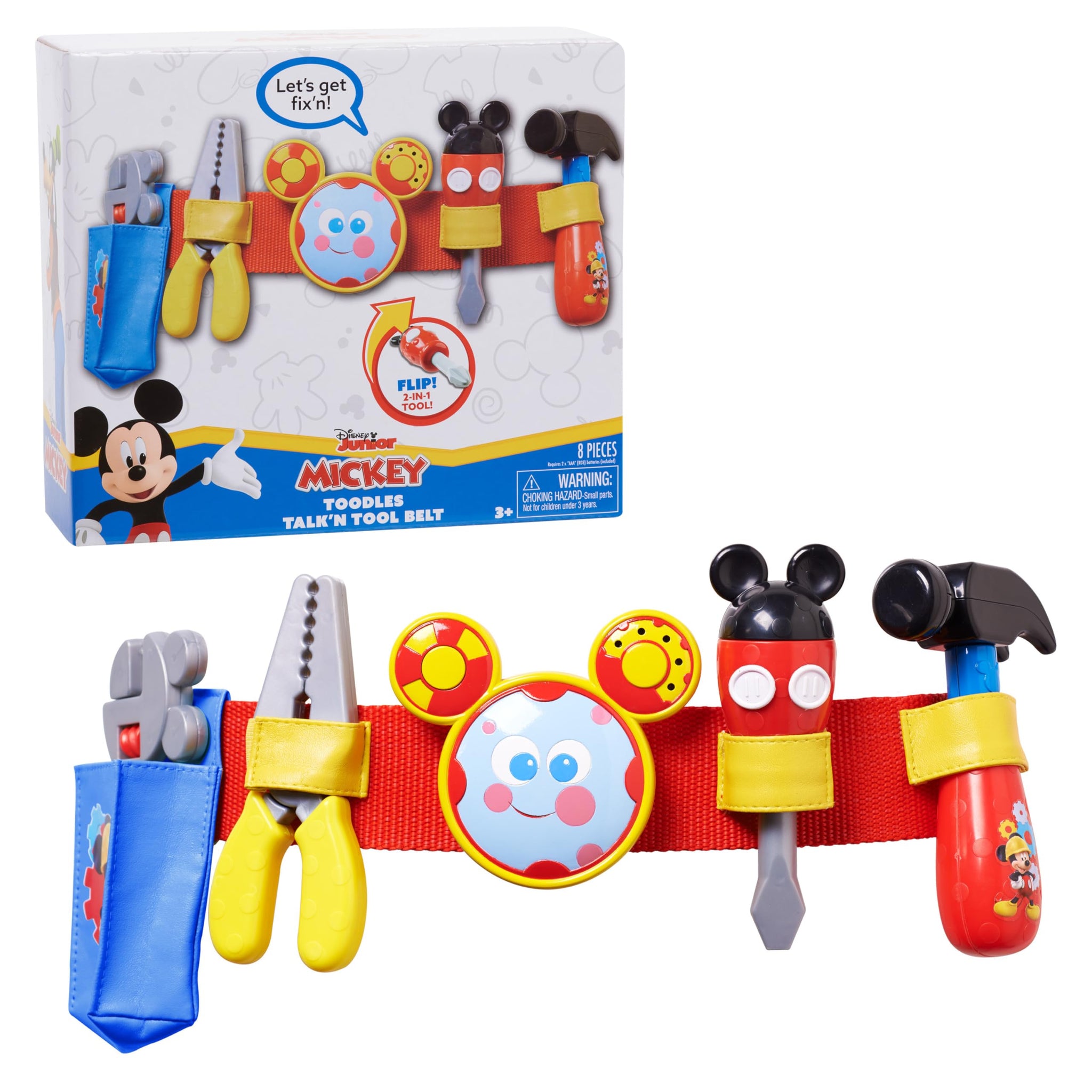 Disney Mickey Toodles Talk'n Toolbelt and Kids Play Tool Accessories for Dress Up and Pretend Play, Kids Toys for Ages 3 Up by J