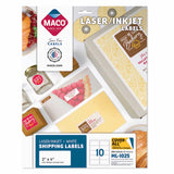 MACO Laser/Ink Jet White COVERALL Shipping Labels, 2 x 4, 10 per Sheet, 250 per Pack (ML1025)