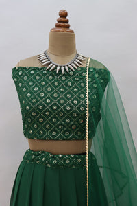 Fashion Basket Women'S Georgette Semi-Stitched Lehenga Choli (Fb-Lh-L8216_Green_Free Size)