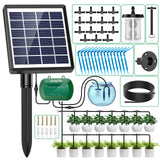 Anseto Solar Drip Irrigation System, Automatic Watering Kit for 15 Pots with 49ft Hose, Anti-Siphon Garden Irrigation System for