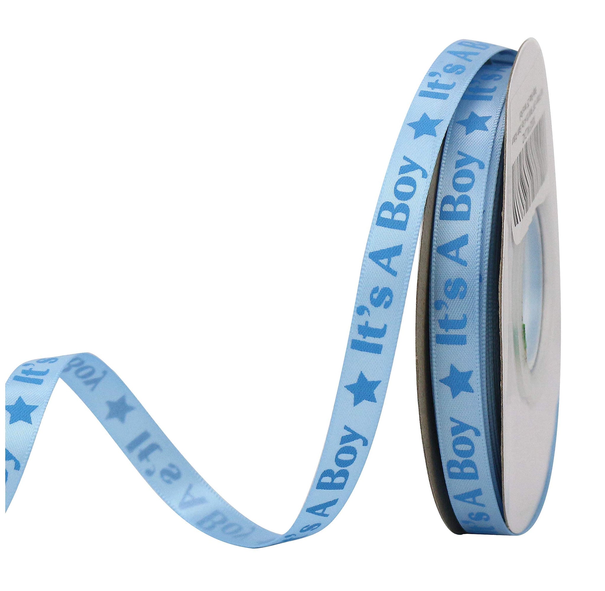 Midi Ribbon Baby Blue Celebration Double Face Satin Craft Ribbon, 3/8 Inch by 25 Yard, for Boy Baby Shower, Birthday, Christenin