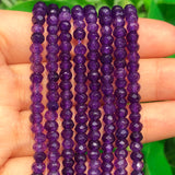 2 String 220PCS 3x5mm Natural Dark Purple Chalcedony Stone Beads for Jewelry Making, Songxi Facted Loose Gemstone Beads for DIY 