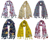 Fusfus WomenS Printed Chiffon Scarves And Stoles, Free Size(Multicolour, Fs1875) Pack Of 6 (Multicolor4)