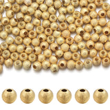 Chuyau 100pcs 4mm 18k Frosted Gold Filled Spacer Beads for Jewelry Making Seamless Smooth Metal Brass Beads for DIY Bracelets Ne