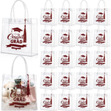 24 Pack Graduation Clear Gift Bags 2025 Graduation Party Favor Bulk Congrats Grad Gift Wrap Reusable Plastic PVC Treat Bags with