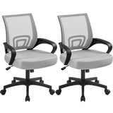 Yaheetech 2pcs Ergonomic Desk Chair Mesh Computer Chair with Lumbar Support Armrest Executive Rolling Swivel Adjustable Mid Back