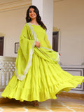 Wedani Georgette Sequins Work Anarkali Kurta Set For Women,PARROT,XL,Georgette,Anarkali,