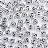 Yiizzxin 200Pcs Round Ancient Silver Letter S Beads,4x7mm Flat Letter-S Bead for Bracelets,Alphabet Beads for Jewelry Making DIY