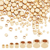 PH PandaHall 200pcs Cube Spacers, 4 Sizes 18K Gold Plated Brass Cornerless Cube Metal Beads for Stackable Bracelet & Necklace Je