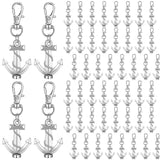 Therwen 50 Pcs Anchor Keychain Bulk Ocean Themed Party Favor Wedding Favors 3D Silver Anchor Keychains for Guests Creative Souve