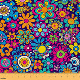 Feelyou Retro Hippie Flower Fabric by The Yard 10 Yards Kids 60S 70S Groovy Waterproof Outdoor Fabric Cartoon Vintage Boho Plant