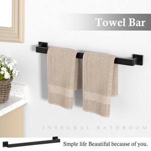 10-Pieces Matte Black Bathroom Accessories Set, 23.6 Inch Bath Towel Bar Set, SUS 304 Stainless Steel Bathroom Hardware Set, Tow
